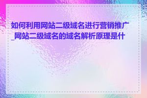 如何利用网站二级域名进行营销推广_网站二级域名的域名解析原理是什么