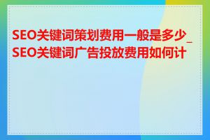 SEO关键词策划费用一般是多少_SEO关键词广告投放费用如何计算