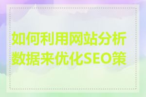 如何利用网站分析数据来优化SEO策略