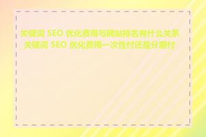 关键词 SEO 优化费用与网站排名有什么关系_关键词 SEO 优化费用一次性付还是分期付好
