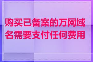 购买已备案的万网域名需要支付任何费用吗