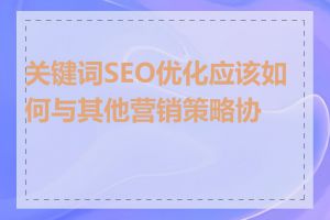 关键词SEO优化应该如何与其他营销策略协同