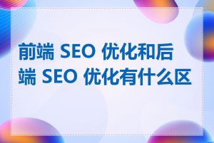 前端 SEO 优化和后端 SEO 优化有什么区别