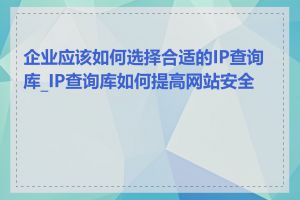企业应该如何选择合适的IP查询库_IP查询库如何提高网站安全性