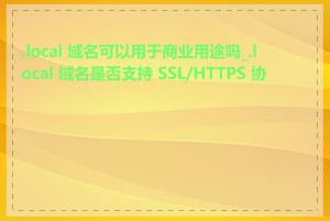 .local 域名可以用于商业用途吗_.local 域名是否支持 SSL/HTTPS 协议