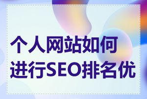 个人网站如何进行SEO排名优化