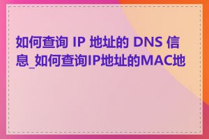 如何查询 IP 地址的 DNS 信息_如何查询IP地址的MAC地址