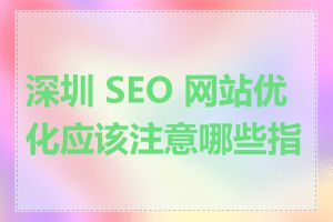 深圳 SEO 网站优化应该注意哪些指标