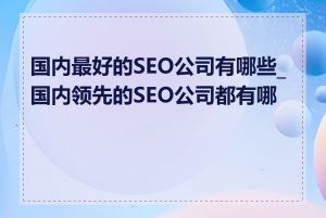 国内最好的SEO公司有哪些_国内领先的SEO公司都有哪些