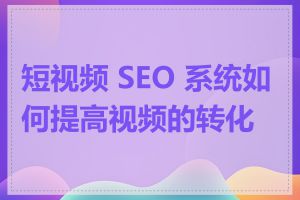 短视频 SEO 系统如何提高视频的转化率
