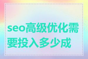 seo高级优化需要投入多少成本