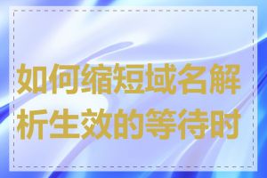 如何缩短域名解析生效的等待时间
