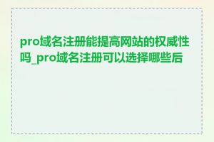 pro域名注册能提高网站的权威性吗_pro域名注册可以选择哪些后缀
