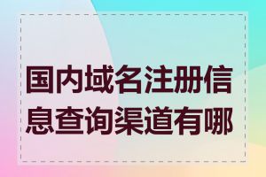 国内域名注册信息查询渠道有哪些
