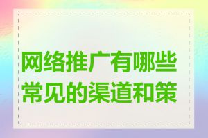 网络推广有哪些常见的渠道和策略