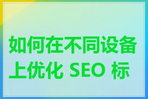 如何在不同设备上优化 SEO 标题