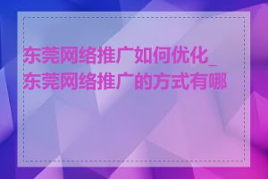 东莞网络推广如何优化_东莞网络推广的方式有哪些