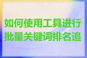 如何使用工具进行批量关键词排名追踪