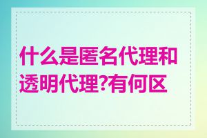 什么是匿名代理和透明代理?有何区别