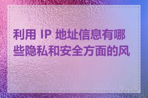 利用 IP 地址信息有哪些隐私和安全方面的风险
