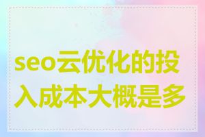 seo云优化的投入成本大概是多少