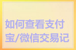 如何查看支付宝/微信交易记录