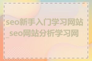 seo新手入门学习网站_seo网站分析学习网站