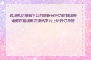 跨境电商建站平台的数据分析功能有哪些_如何在跨境电商建站平台上进行订单管理