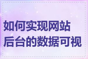 如何实现网站后台的数据可视化