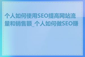个人如何使用SEO提高网站流量和销售额_个人如何做SEO赚钱