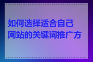 如何选择适合自己网站的关键词推广方案