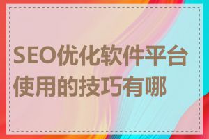 SEO优化软件平台使用的技巧有哪些