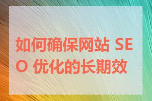 如何确保网站 SEO 优化的长期效果