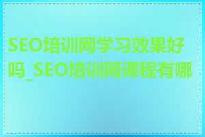 SEO培训网学习效果好吗_SEO培训网课程有哪些