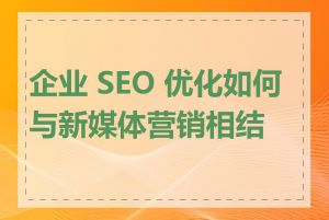 企业 SEO 优化如何与新媒体营销相结合