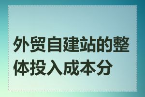 外贸自建站的整体投入成本分析