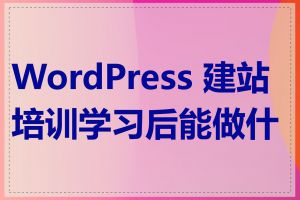 WordPress 建站培训学习后能做什么
