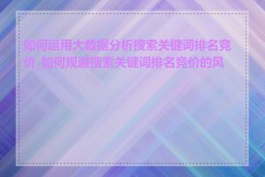 如何运用大数据分析搜索关键词排名竞价_如何规避搜索关键词排名竞价的风险