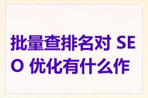 批量查排名对 SEO 优化有什么作用