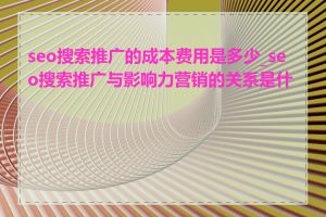 seo搜索推广的成本费用是多少_seo搜索推广与影响力营销的关系是什么