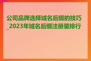 公司品牌选择域名后缀的技巧_2023年域名后缀注册量排行榜