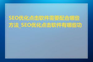 SEO优化点击软件需要配合哪些方法_SEO优化点击软件有哪些功能