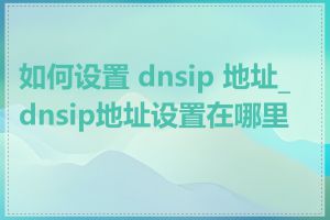 如何设置 dnsip 地址_dnsip地址设置在哪里找