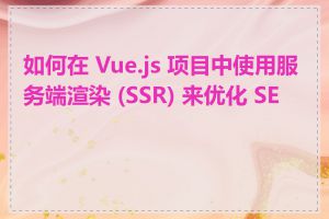 如何在 Vue.js 项目中使用服务端渲染 (SSR) 来优化 SEO