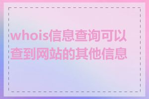 whois信息查询可以查到网站的其他信息吗