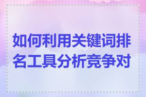 如何利用关键词排名工具分析竞争对手
