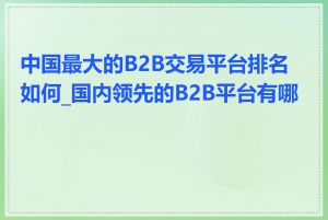 中国最大的B2B交易平台排名如何_国内领先的B2B平台有哪些