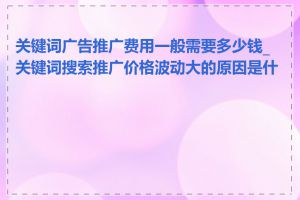 关键词广告推广费用一般需要多少钱_关键词搜索推广价格波动大的原因是什么