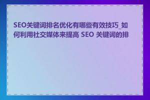SEO关键词排名优化有哪些有效技巧_如何利用社交媒体来提高 SEO 关键词的排名