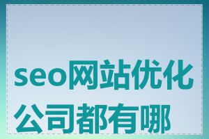 seo网站优化公司都有哪些
